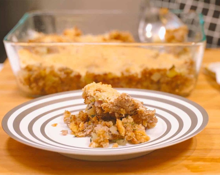 Chayote squash stuffing with sausage recipe