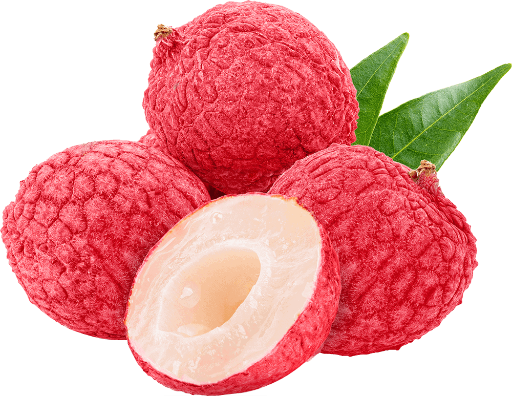 Lychee fruit cut in half