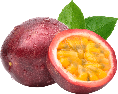 Passion fruit or maracuya cut in half