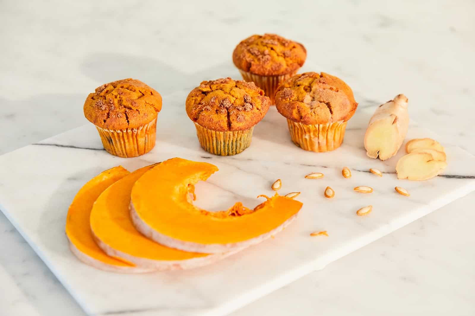 Gluten-free and vegetarian pumpkin ginger muffins recipe