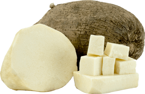 Cut white ñame root