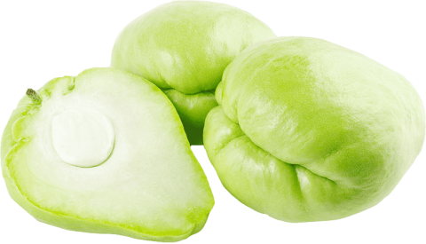Three chayote squash one cut in half