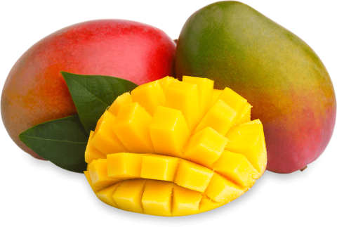 Tropical mango fruit cut in pieces.