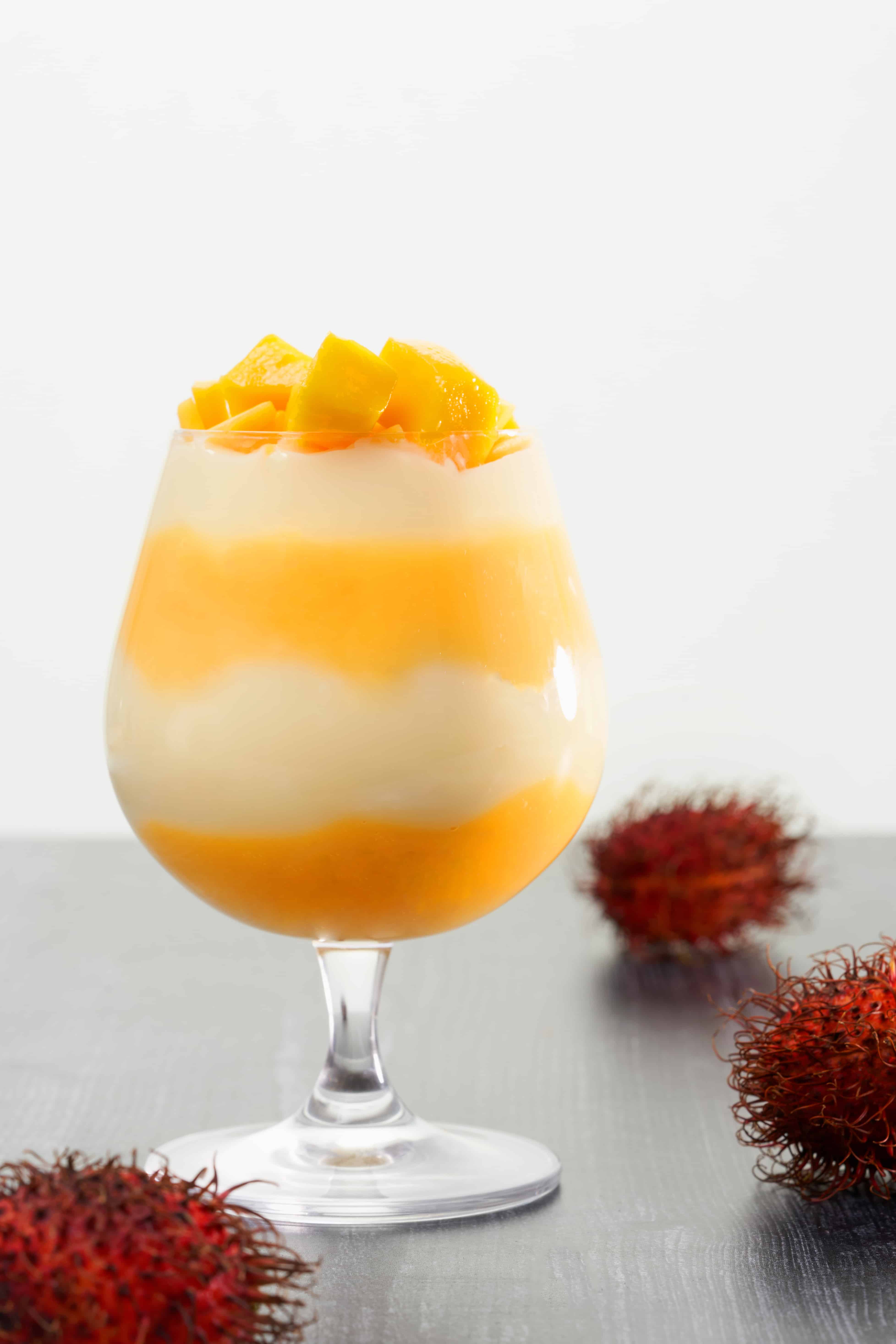 Mango Rambutan Pudding