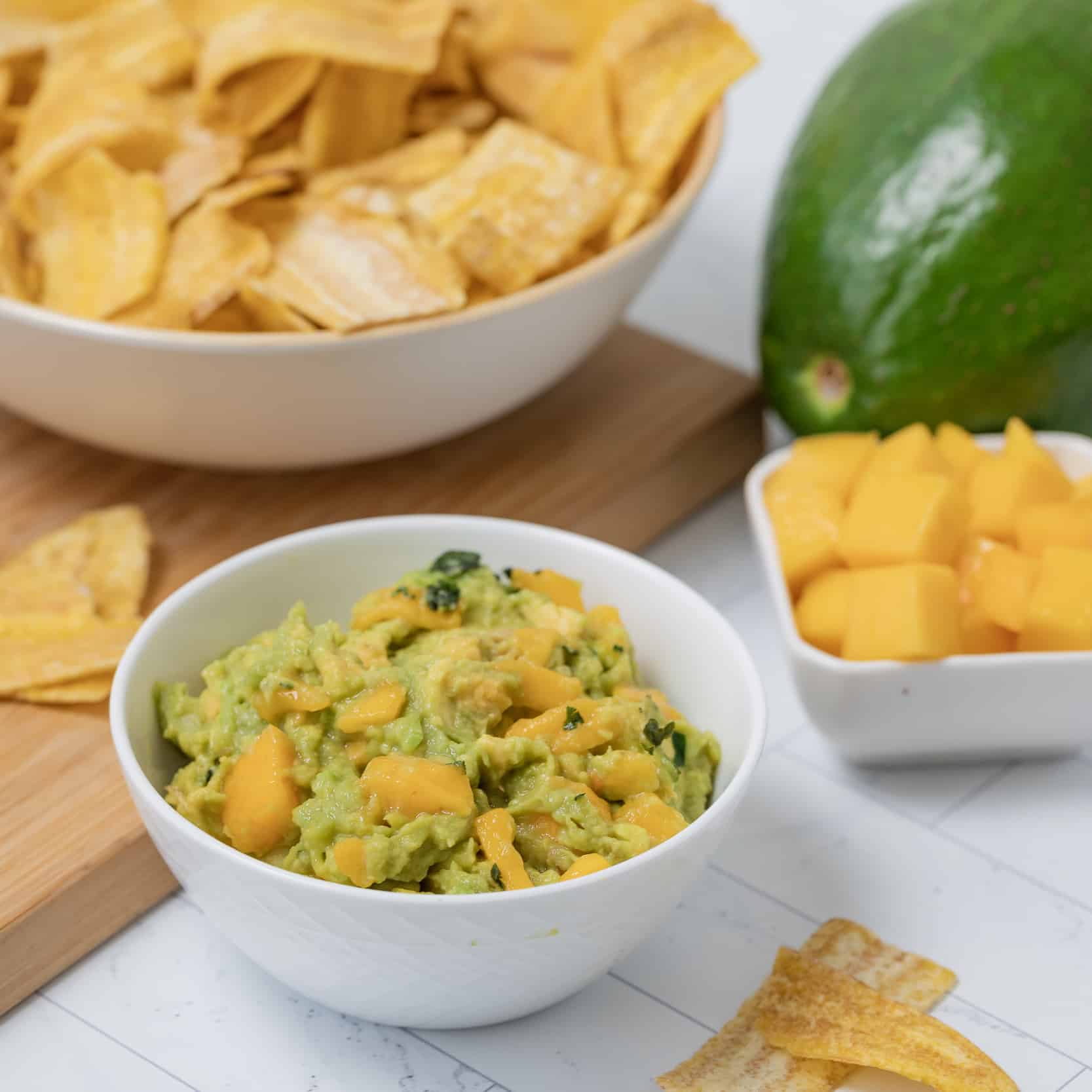 Mango Guacamole with Plantain chips