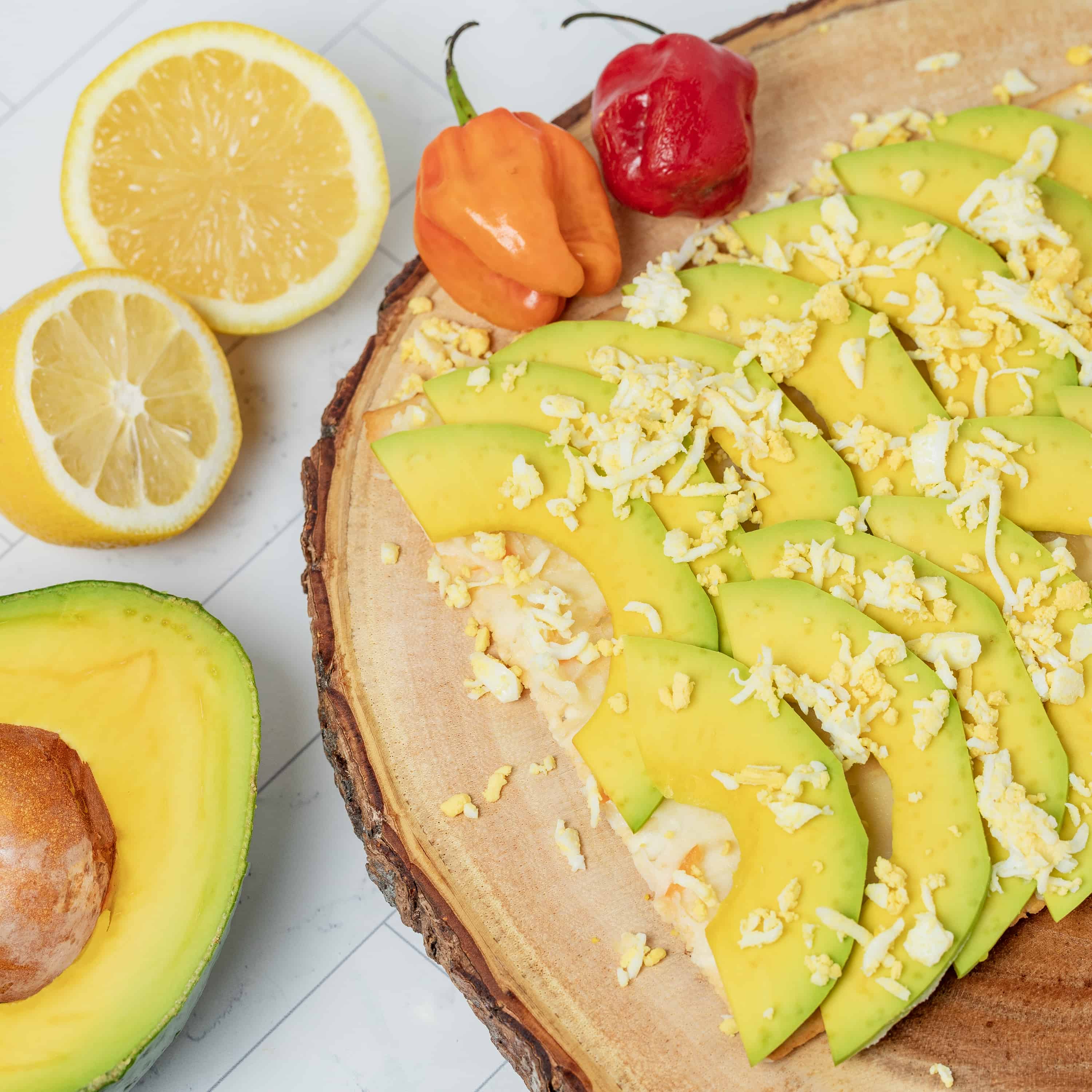 Matzo Avocado and Grated Eggs