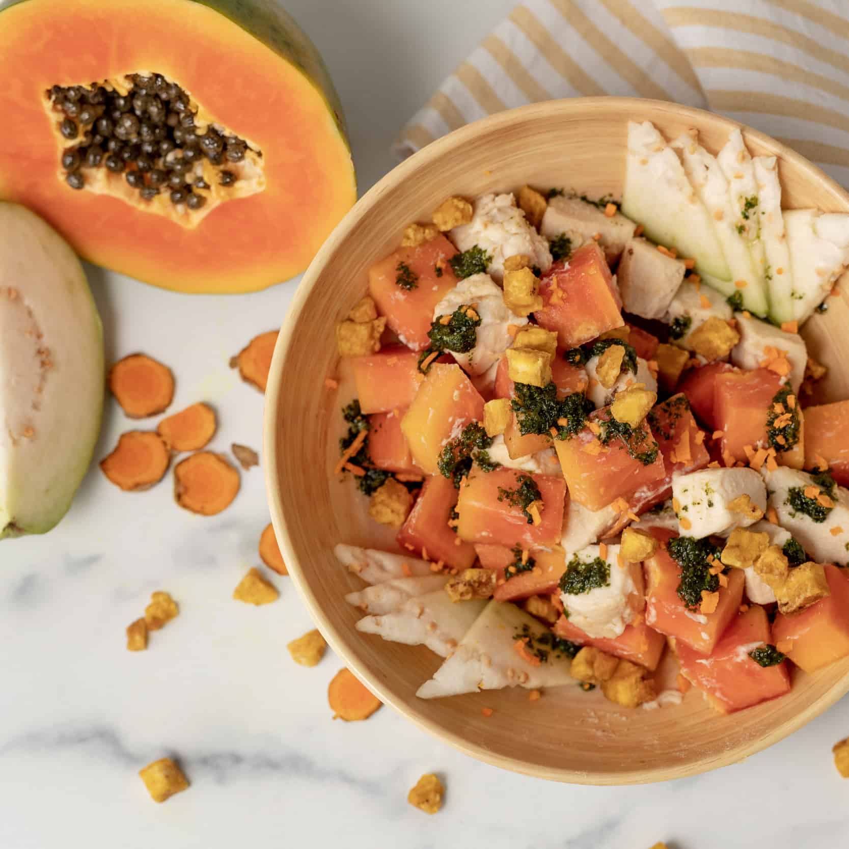 Papaya, Guava, Turmeric and Chicken Salad