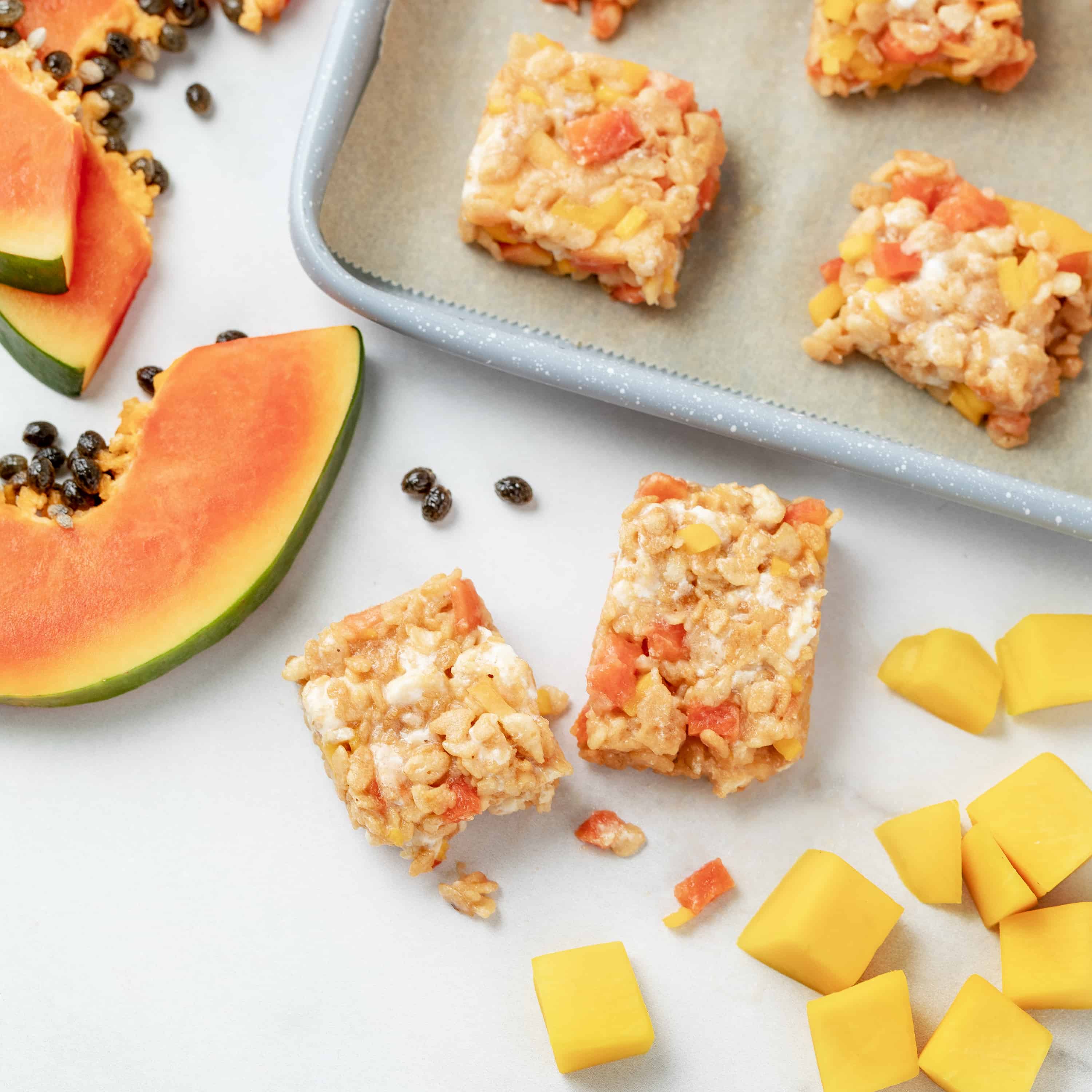 Mango and Papaya Rice Krispies