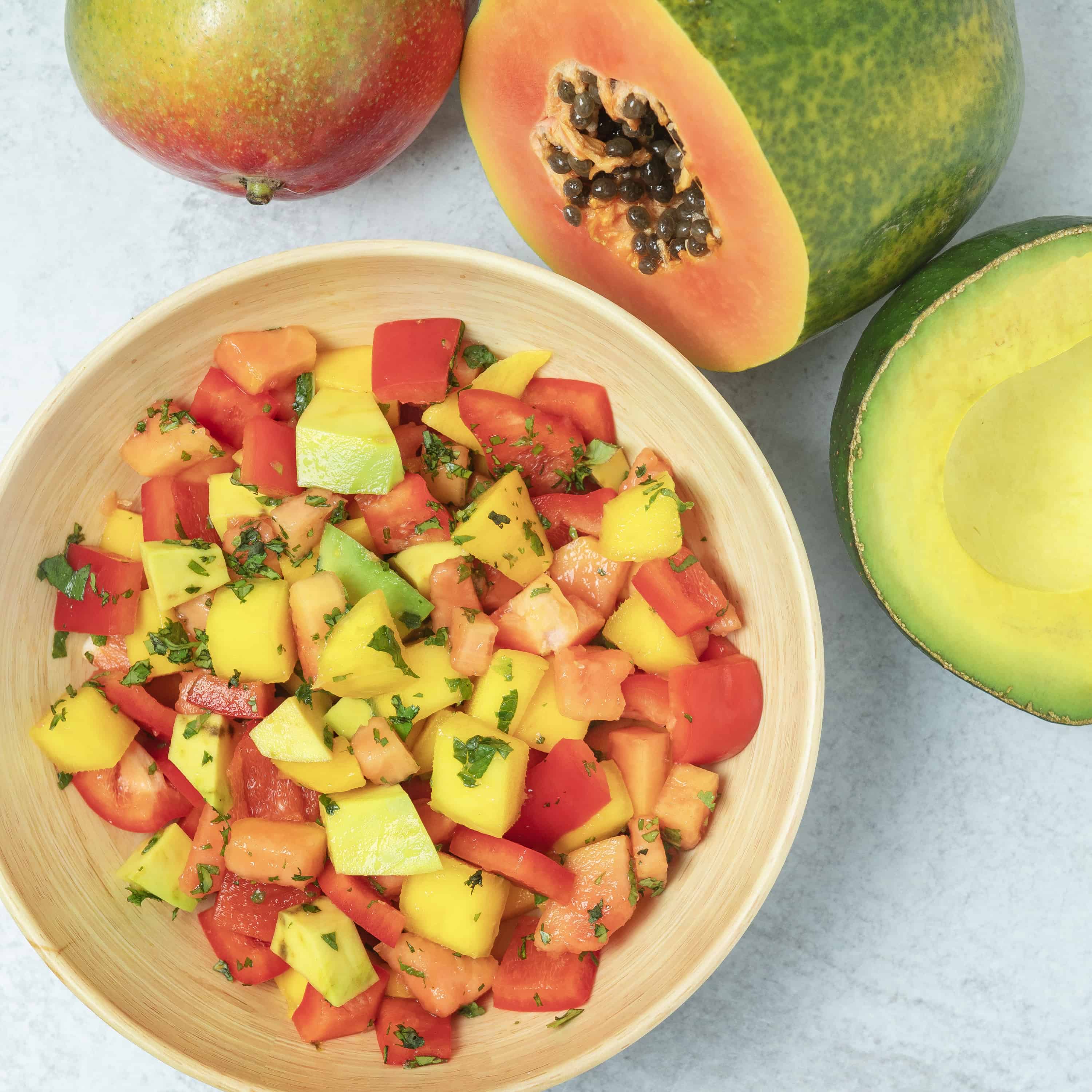 Mango, Papaya, Avocado and Peppers Salad