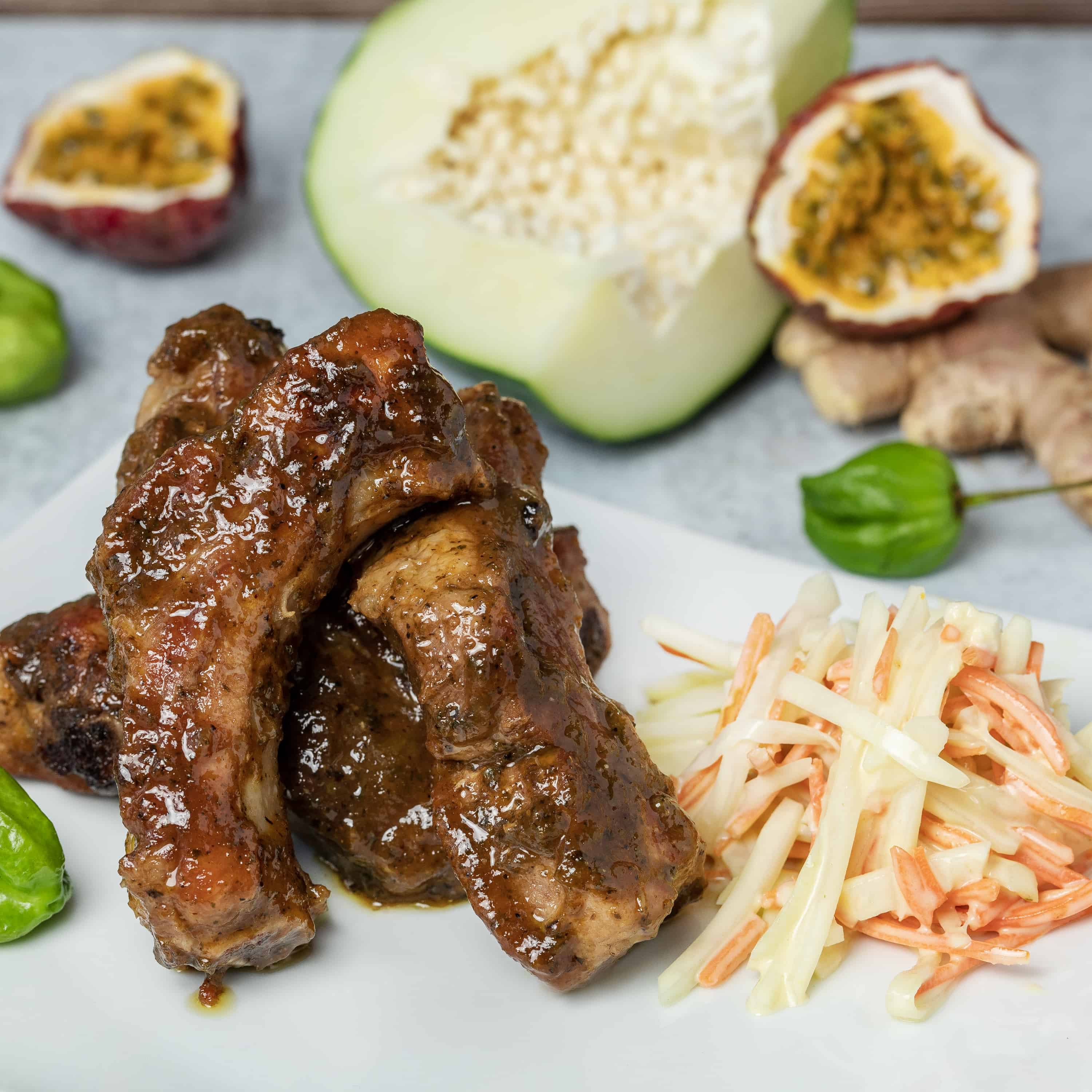 Passion Fruit Pork Ribs with Green Papaya